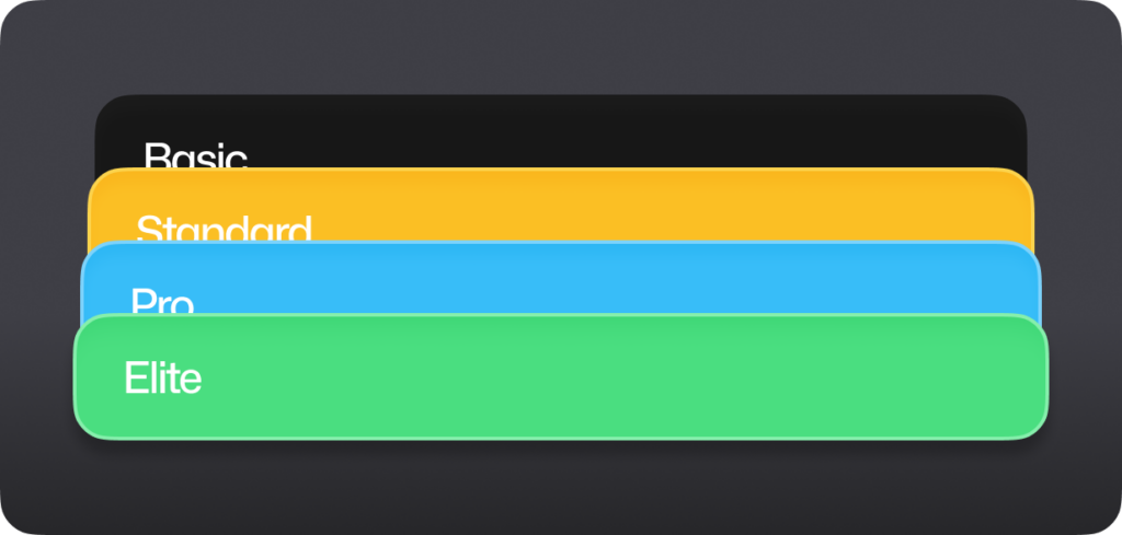 Subscription tier options displayed as stacked cards